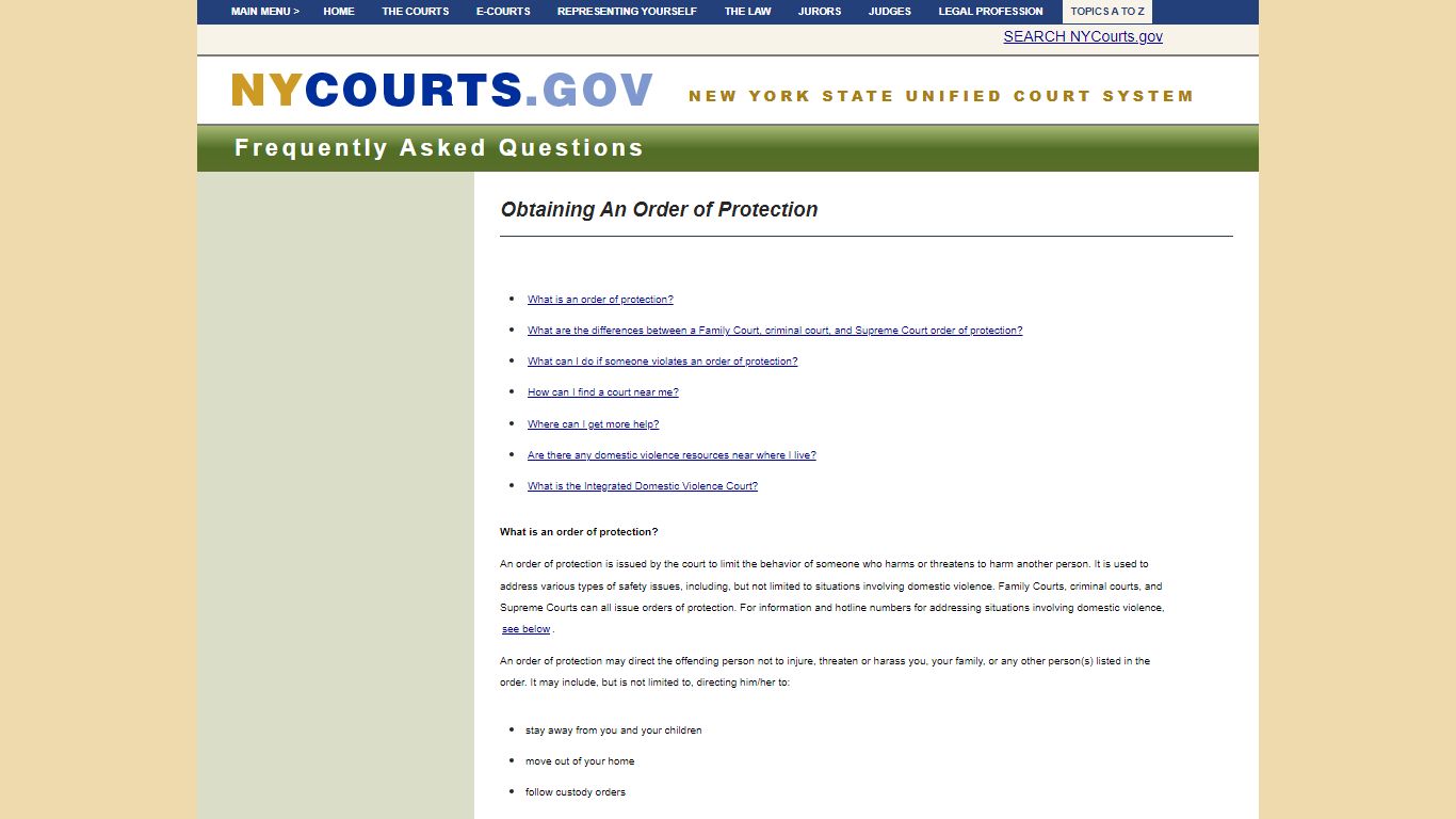 Obtaining An Order of Protection | NYCOURTS.GOV